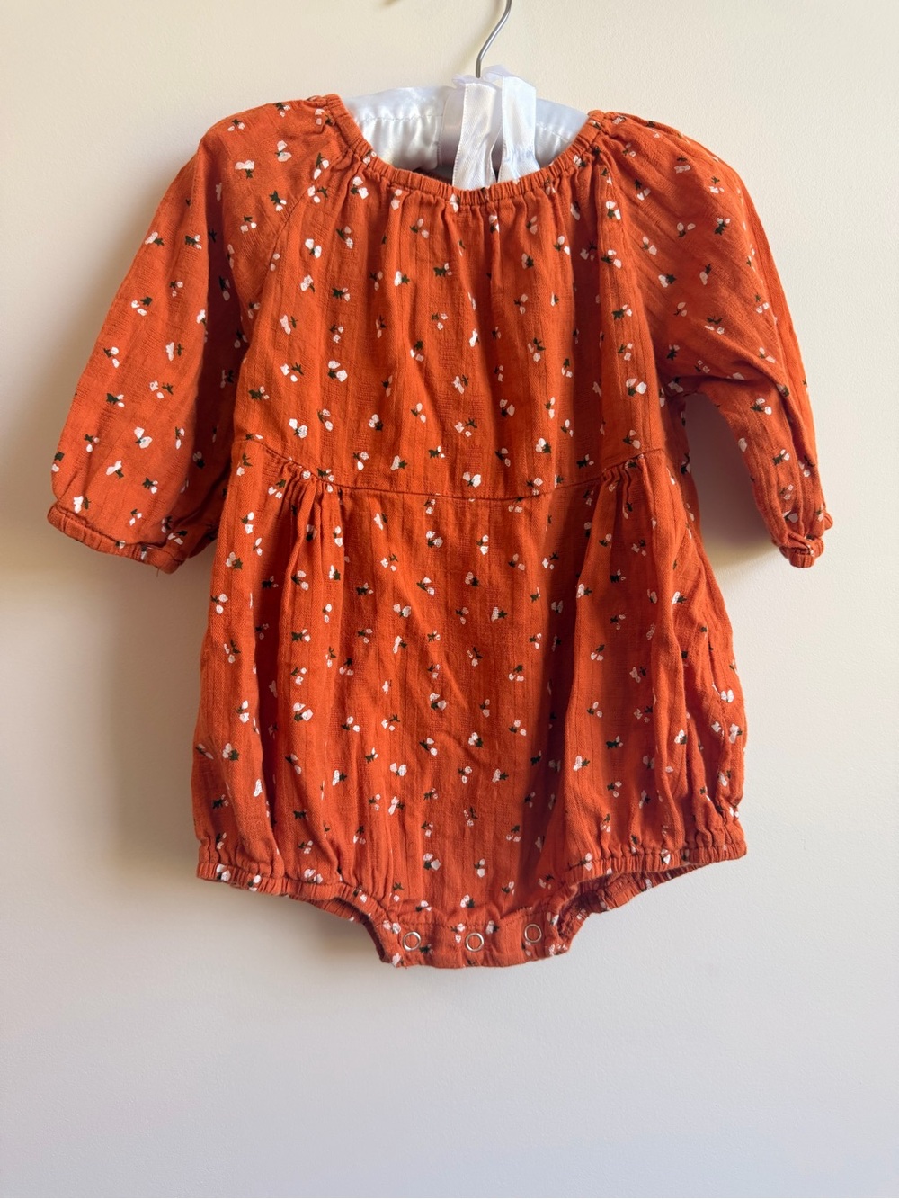 Kids Rust Floral Bubble Romper